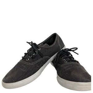 Vans Authentic Sneakers Women 7 Black Multi Color Good Speckled Denim Low Top